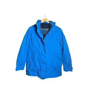 Lands End Kids Blue Hooded Waterproof Windproof Winter Jacket Size M 10-12